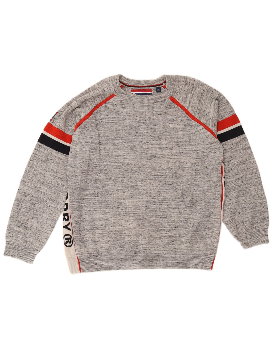 Suéter masculino Superdry com gola redonda e gola redonda grande cinza colorblock
