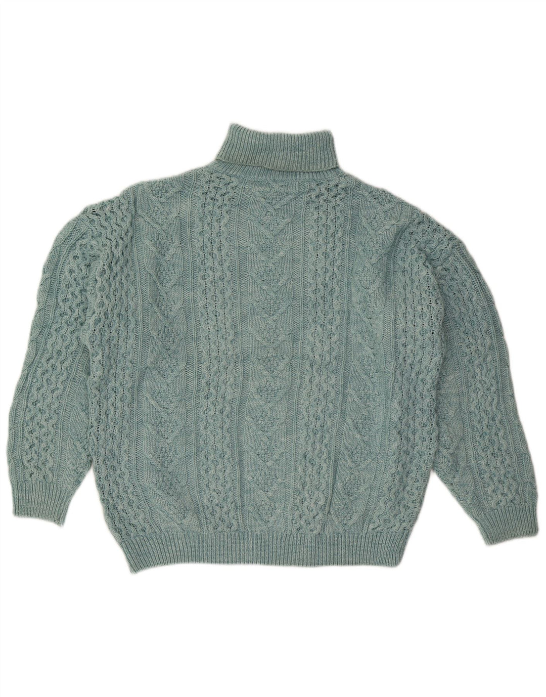 Suéter feminino VINTAGE com gola alta e gola alta Reino Unido 18 XL lã azul