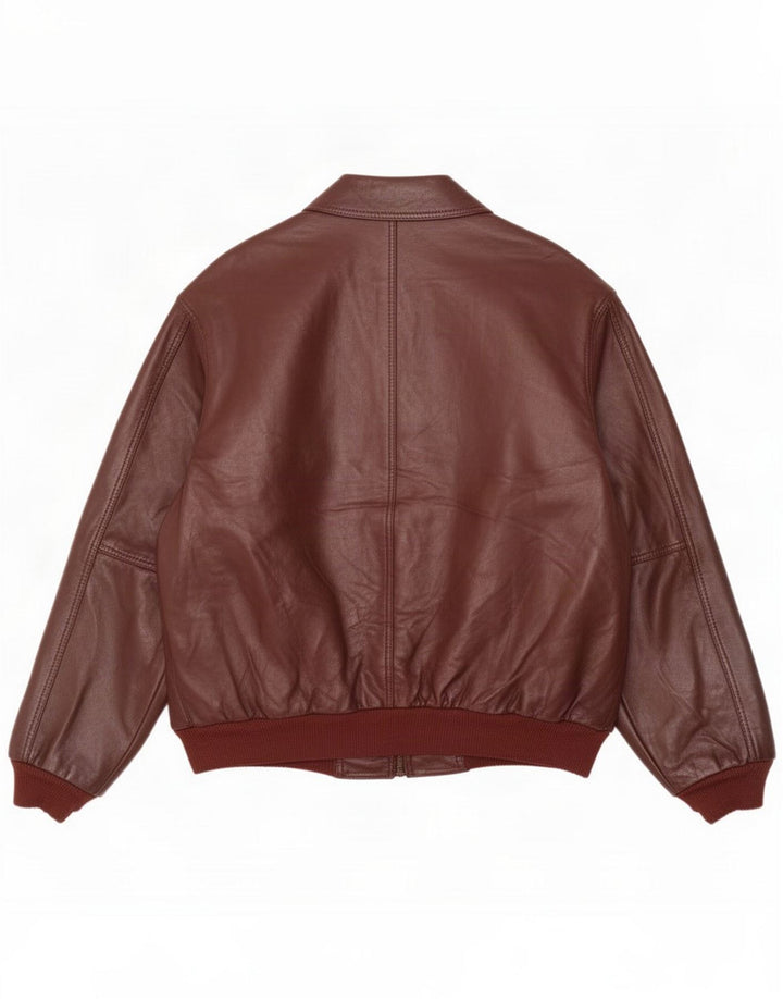 Jaqueta de couro masculina vintage UK 44 2XL marrom