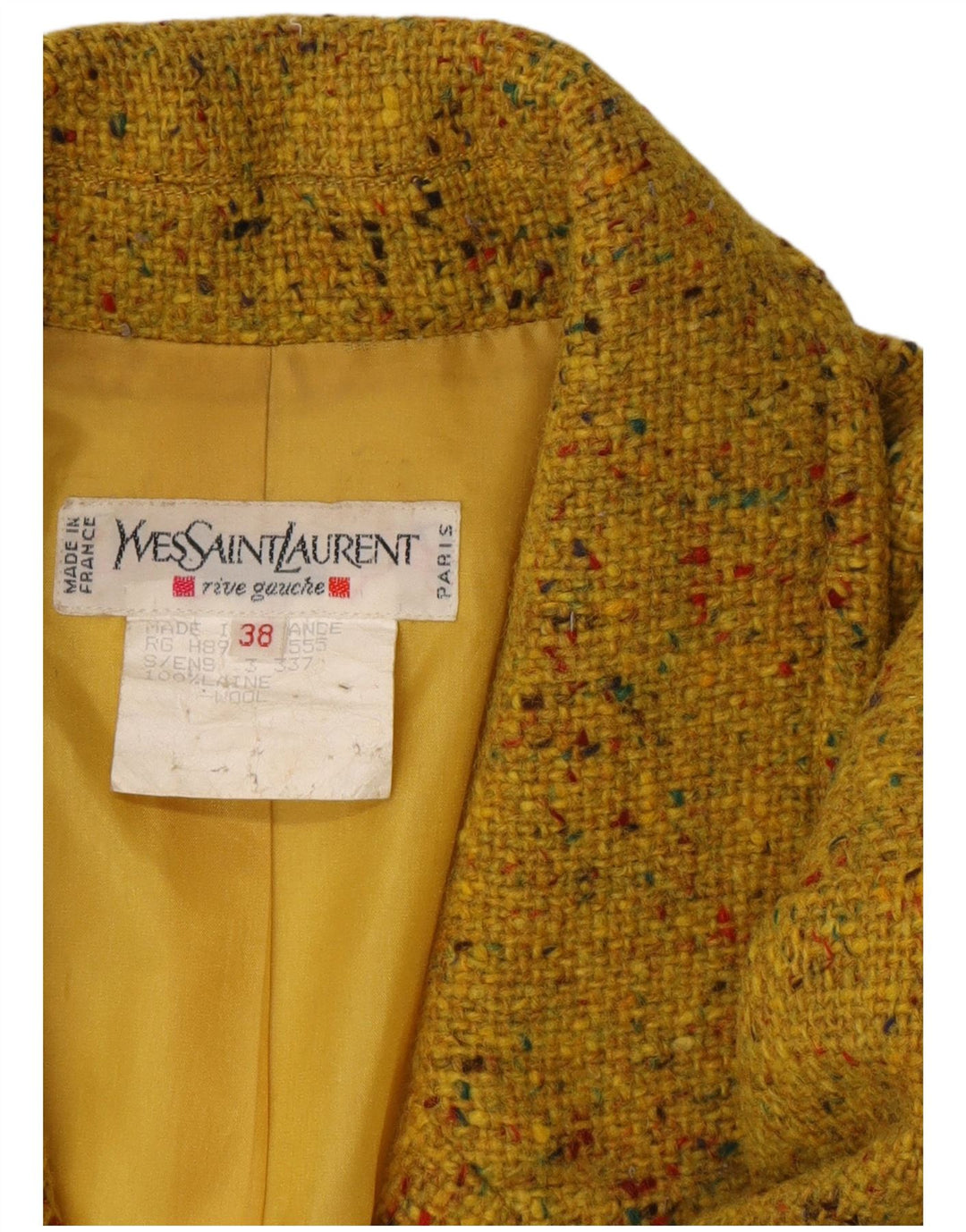 Jaqueta blazer feminina Yves Saint Laurent UE 38 médio amarelo manchado