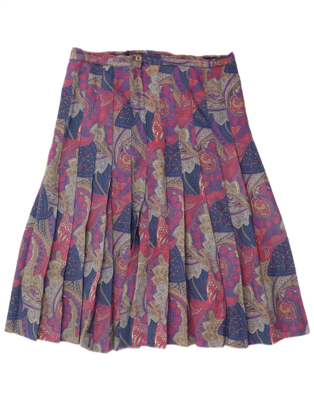 Saia plissada feminina vintage W32 grande paisley multicolorido