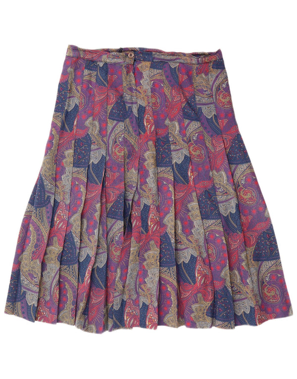 Saia plissada feminina vintage W32 grande paisley multicolorido