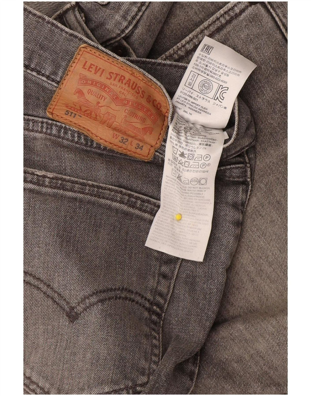 Calça Jeans Levis 511 Slim Masculina W32 L34 Cinza Algodão