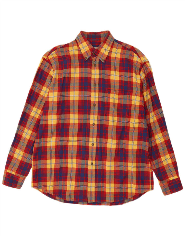 Camisa masculina de flanela Einhorn tamanho 41/42 grande algodão xadrez vermelho