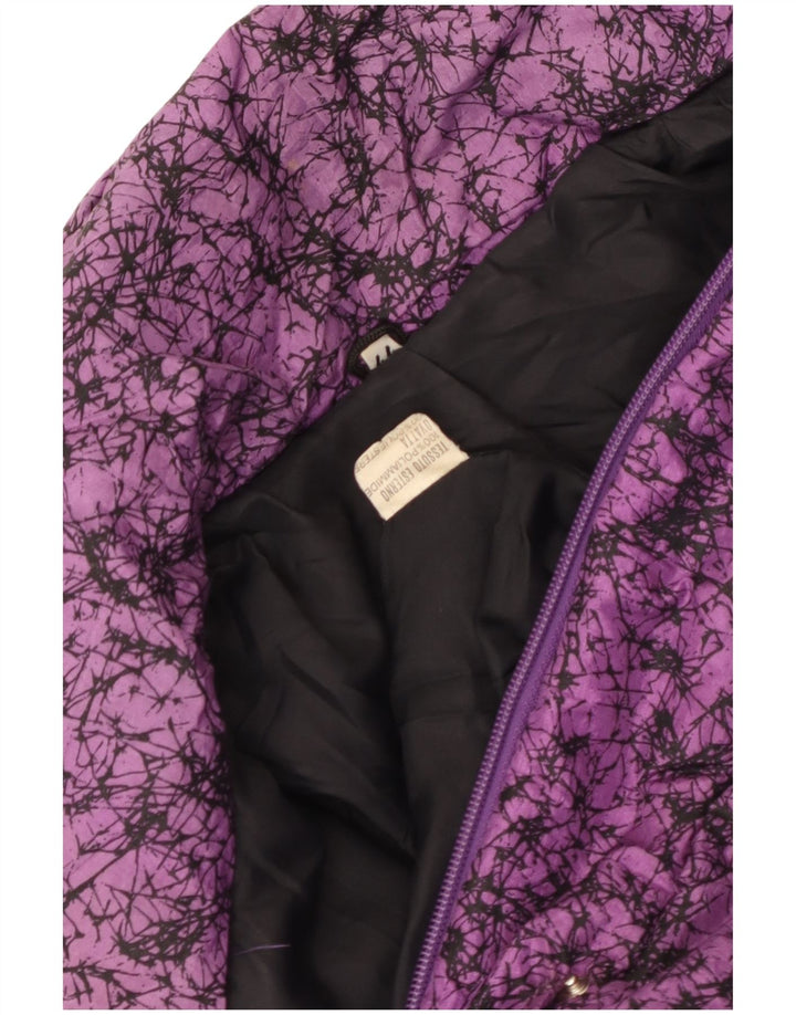 Jaqueta corta-vento feminina vintage com padrão abstrato IT 44 Roxo médio
