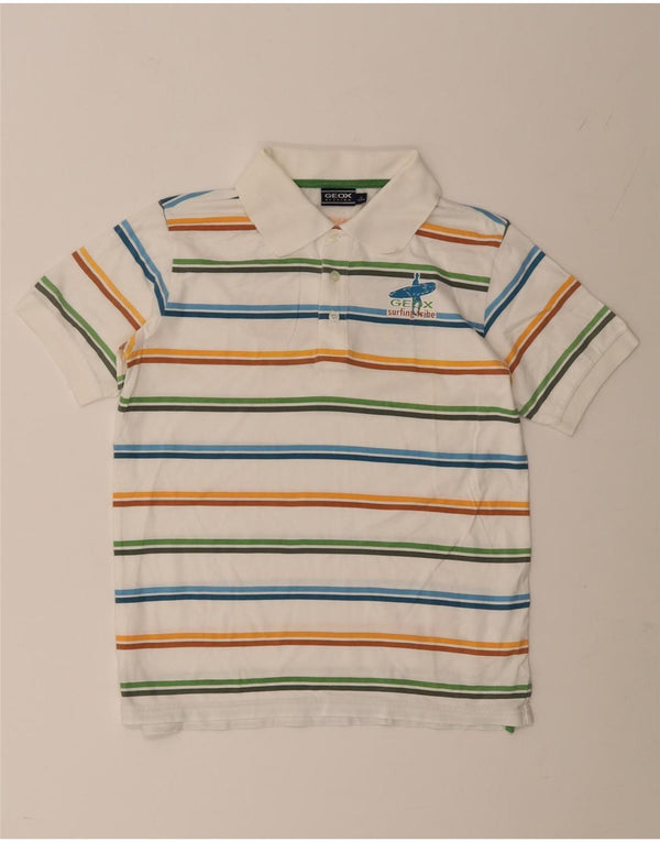 Camisa polo Geox Boys Respira Graphic 11-12 anos algodão listrado branco