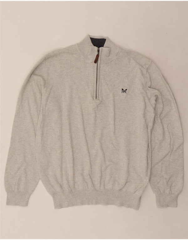 Suéter masculino Crew Clothing com zíper e gola XL algodão cinza