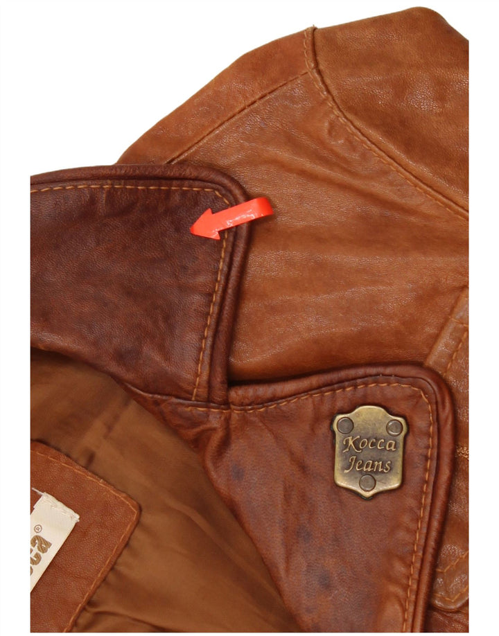 Jaqueta de couro feminina KOCCA UK 10 pequena couro marrom