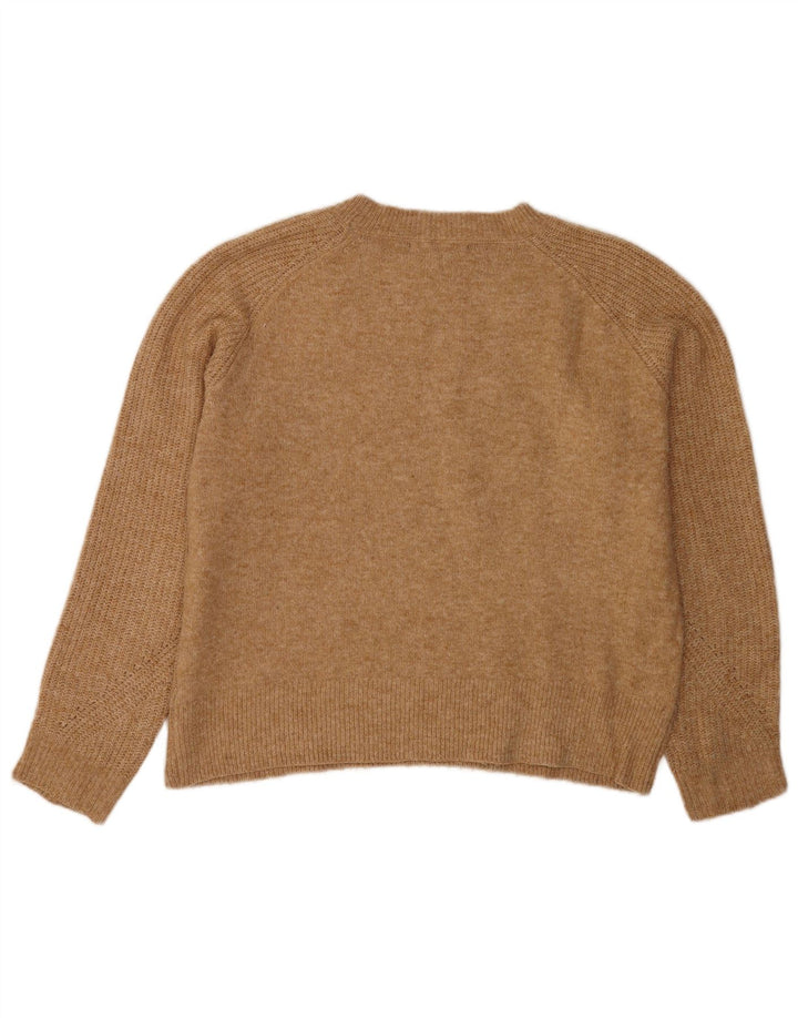 Suéter feminino Marks & Spencer com gola redonda Reino Unido 14 marrom médio manchado
