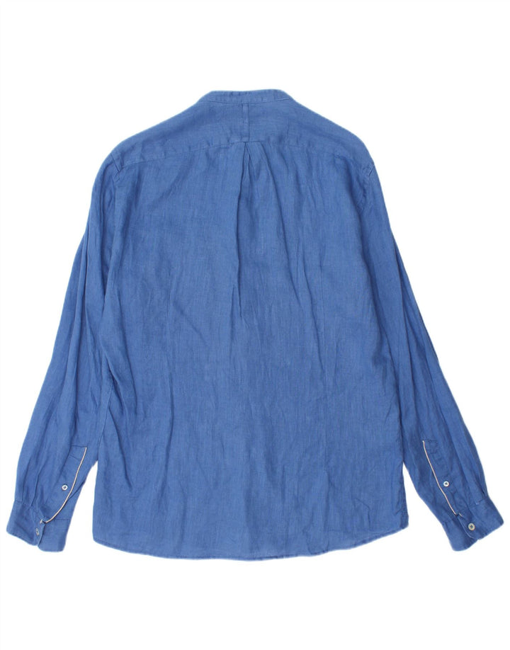 Camisa masculina ALLEY DOCKS linho azul médio