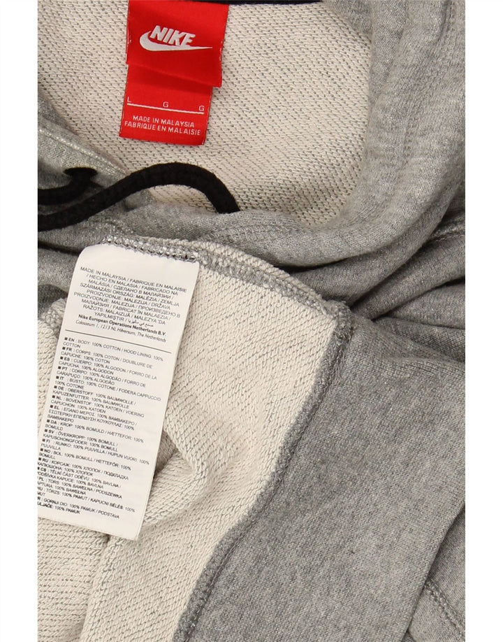 NIKE Mens Hoodie Jumper Grande Algodão Cinza