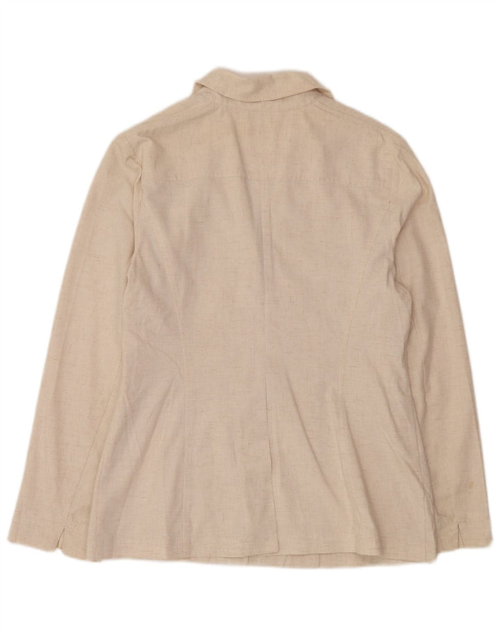 Jaqueta blazer feminina Marks & Spencer com 4 botões Reino Unido 16 grande bege viscose