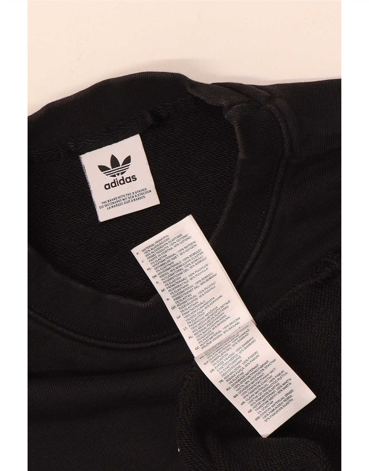 Adidas Mens Graphic Moletom Jumper Grande Algodão Preto
