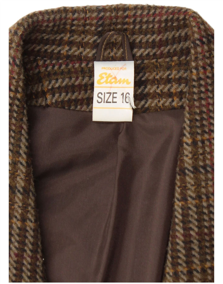 Jaqueta blazer feminina ETAM com peito duplo US 16 2XL marrom xadrez acrílico