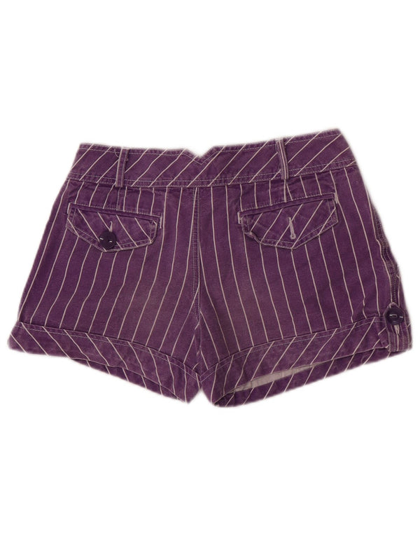Zara Womens Trafaluc Cargo Shorts EU 36 XS W26 Roxo Listrado Algodão