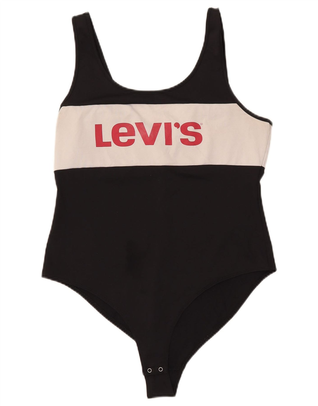 LEVI'S Body feminino gráfico sem mangas UK 14 grande bloco colorido preto