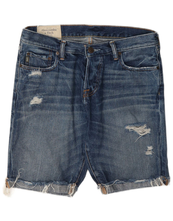 Shorts jeans masculino Abercrombie & Fitch W32 grande algodão azul