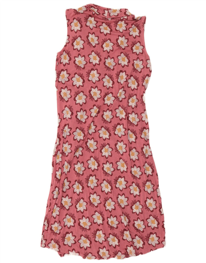 Vestido básico feminino sem mangas White Stuff UK 14 viscose floral rosa médio