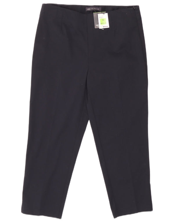 Calças cortadas femininas Marks & Spencer UK 12 médio W30 L22 azul marinho