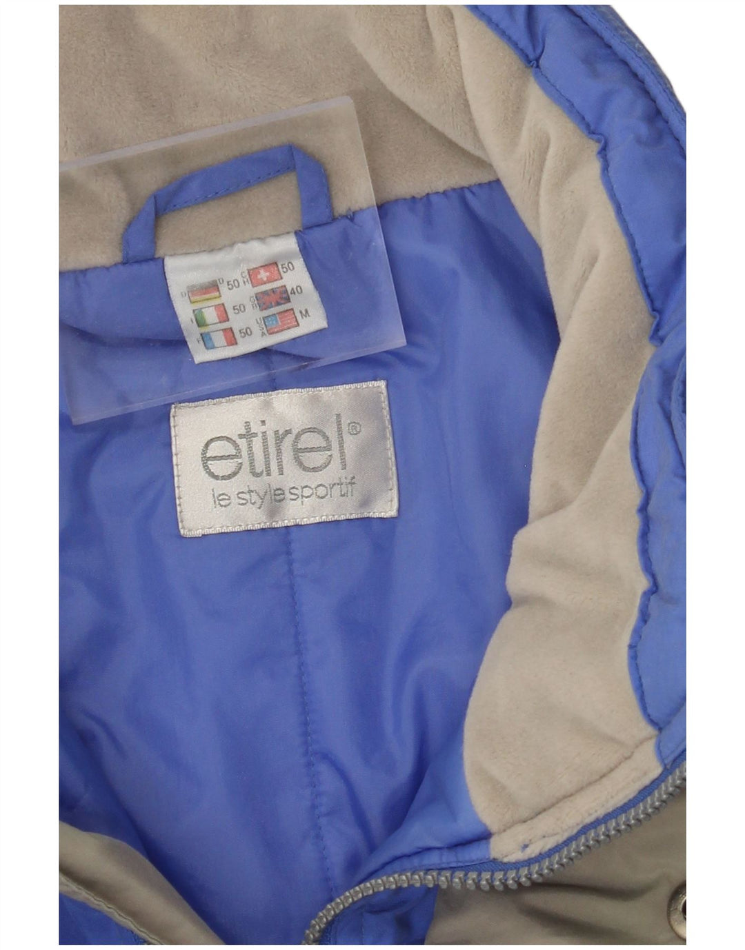 Jaqueta de esqui masculina ETIREL UK 40 grande bloco colorido azul nylon