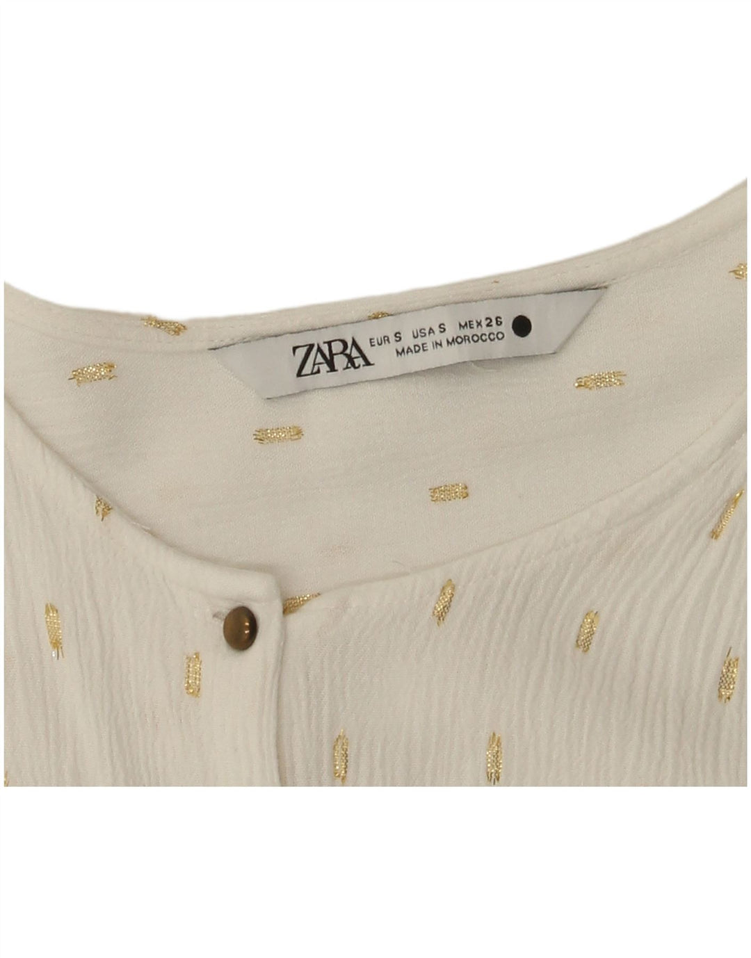 Blusa feminina Zara manga 3/4 oversized UK 10 pequena branca manchada