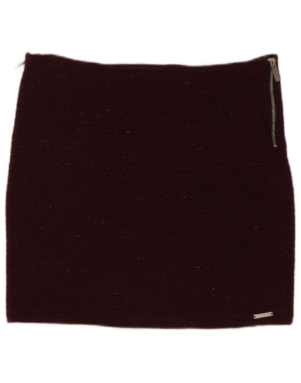 Mini saia feminina Superdry média W30 poliéster manchado cor de vinho