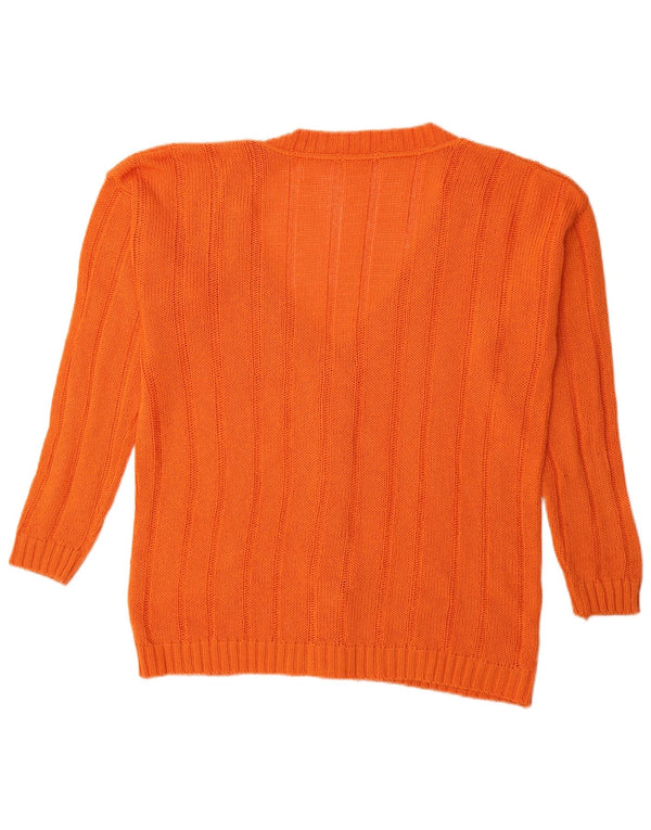Suéter Cardigan Feminino Vintage Reino Unido 16 Grande Laranja