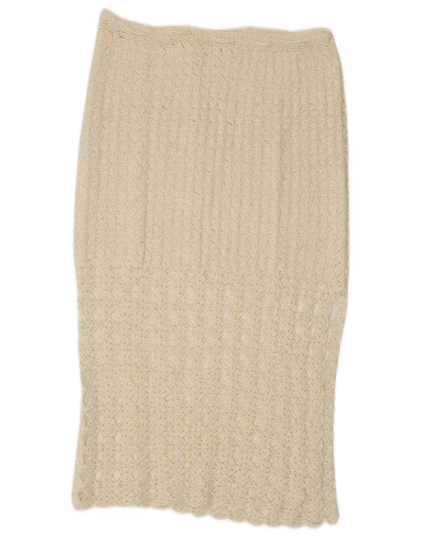 Saia midi feminina de crochê VINTAGE W32 grande branca