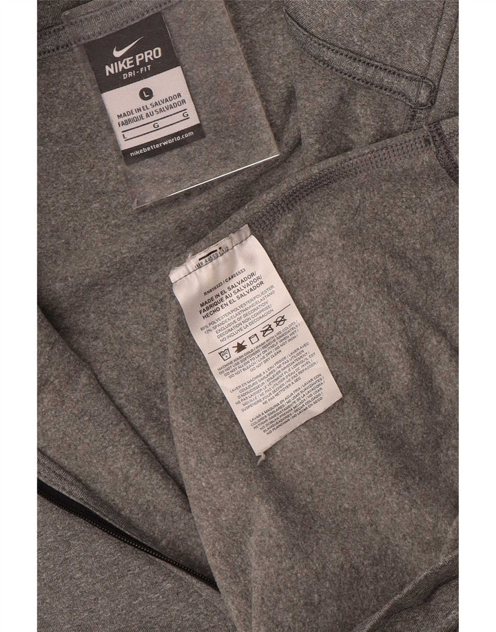 Nike Womens Dri Fit Zip Neck Pullover Treino Top UK 14 Grande Cinza