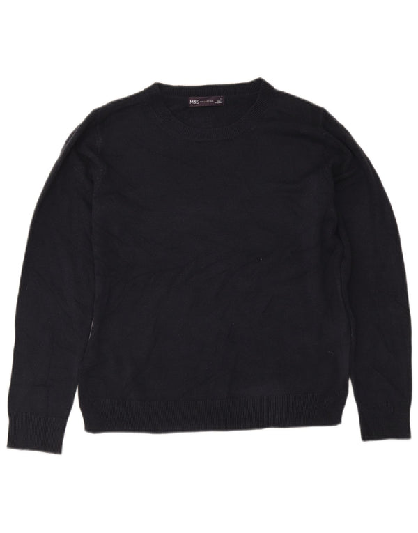Suéter feminino Marks & Spencer com gola redonda Reino Unido 12 médio azul marinho