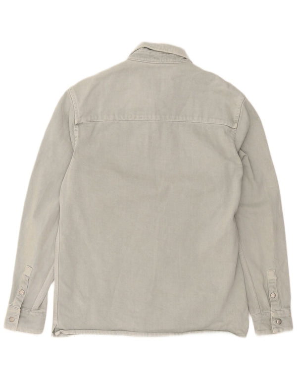 Camisa jeans masculina Zara Relaxed Fit algodão cinza médio