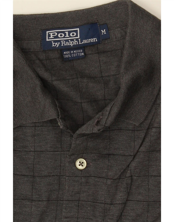 Camisa polo masculina POLO RALPH LAUREN algodão xadrez cinza médio
