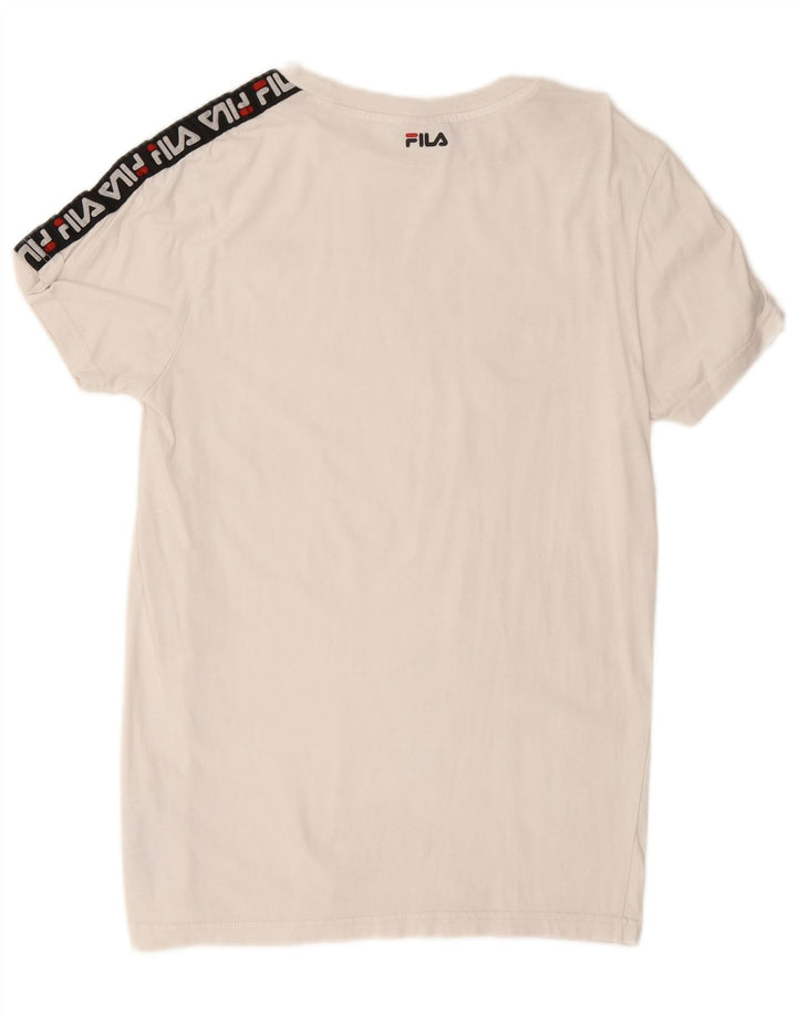 Fila Mens Graphic T-Shirt Top Médio Algodão Branco