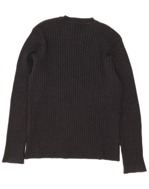 Zara Suéter masculino com gola redonda e lã cinza médio