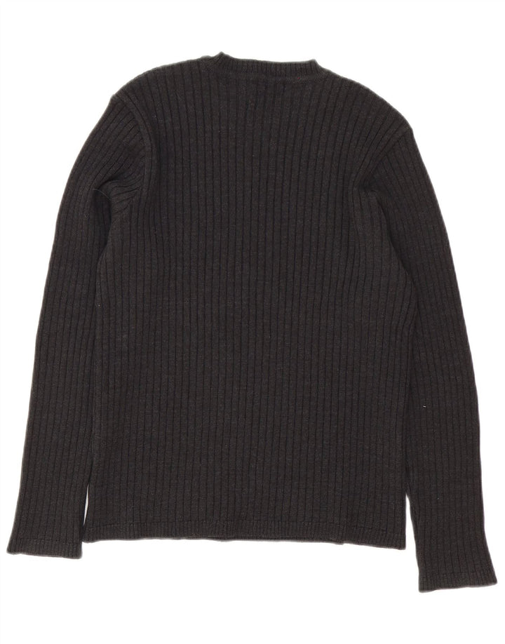 Zara Suéter masculino com gola redonda e lã cinza médio