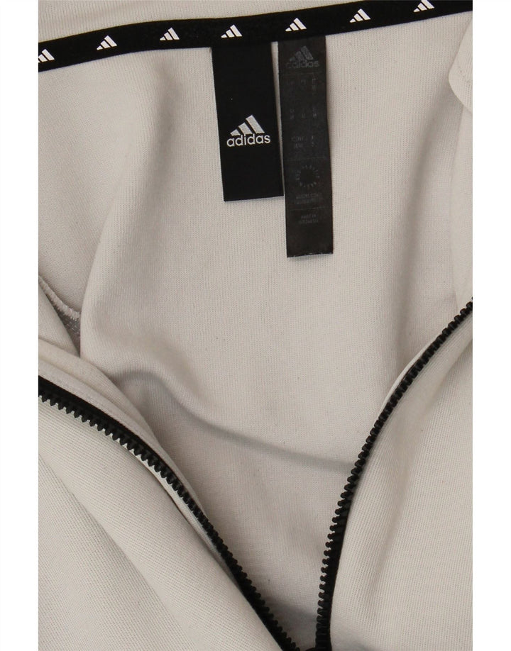 Suéter adidas masculino com capuz e zíper cinza médio bloco colorido