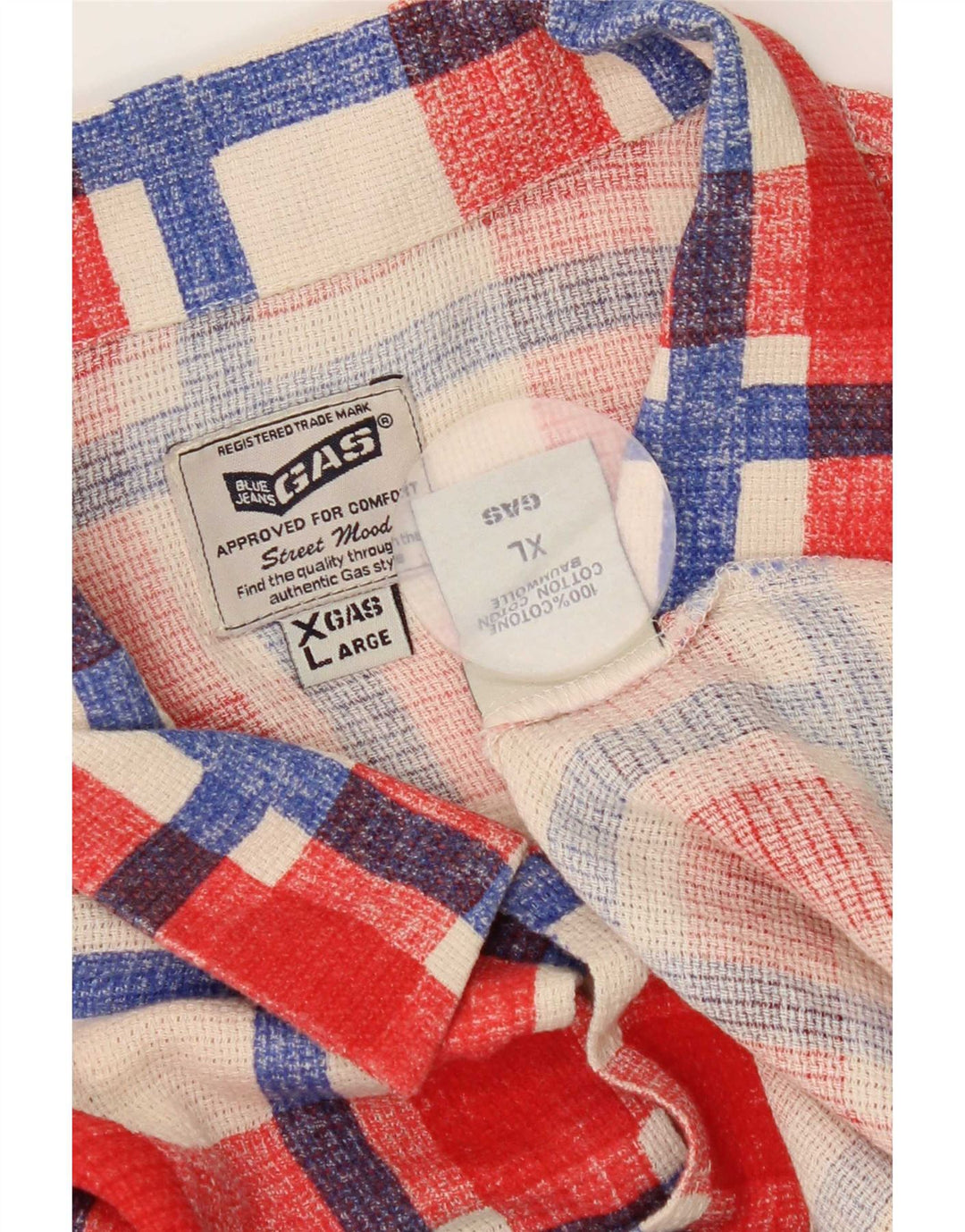 Camisa masculina Gas XL algodão xadrez vermelho