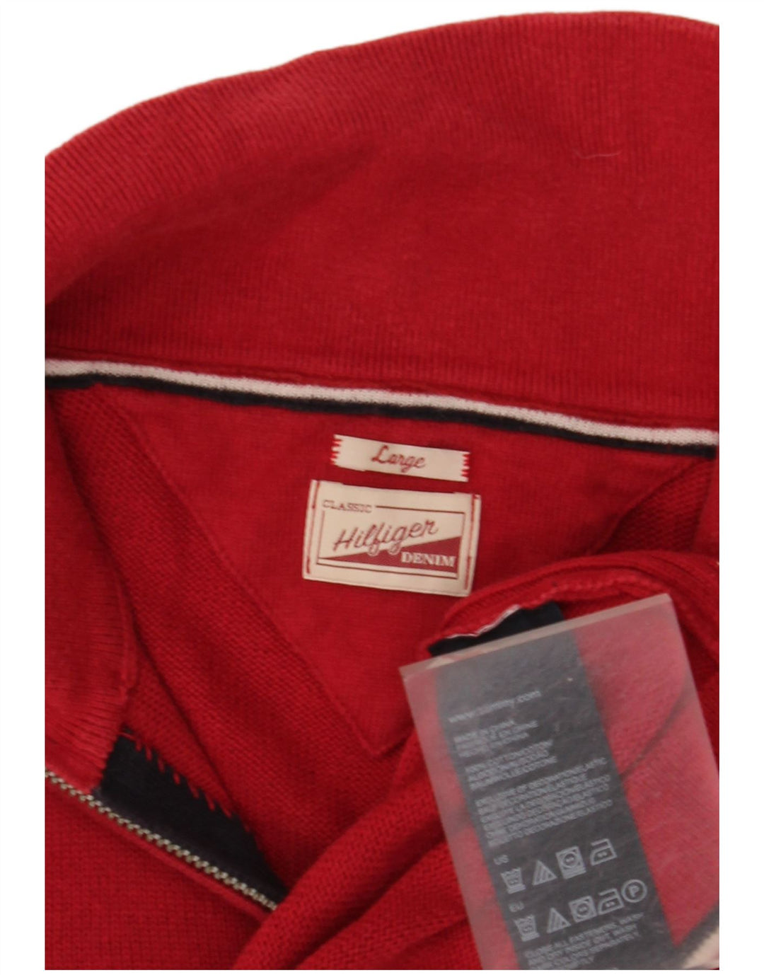 Suéter cardigã clássico masculino Tommy Hilfiger grande algodão vermelho