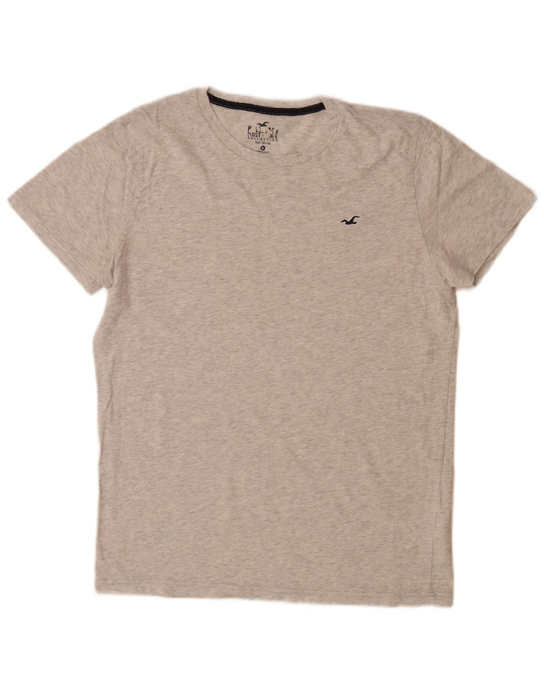 Camiseta masculina HOLLISTER de algodão manchado cinza médio