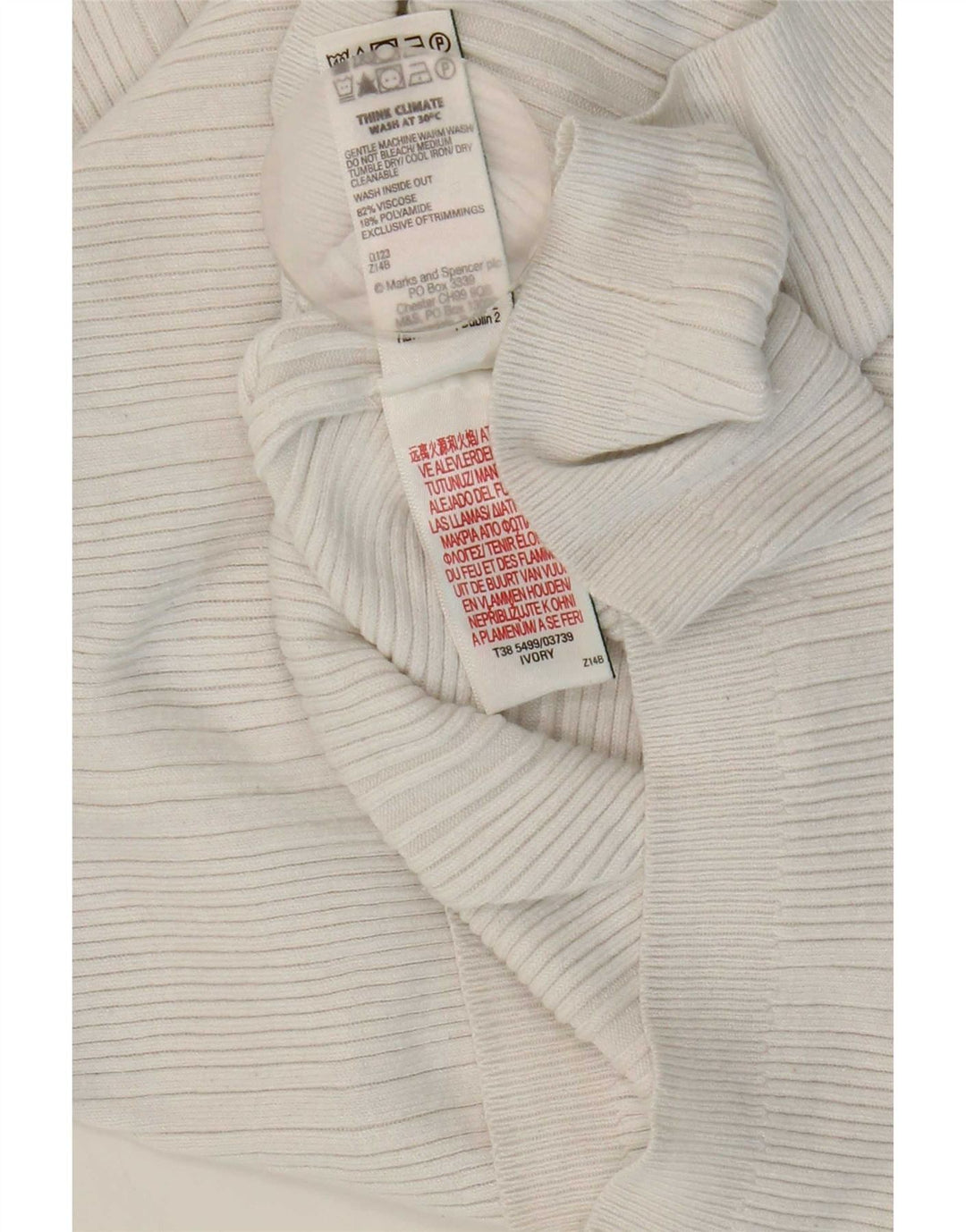 Suéter feminino Marks & Spencer com gola redonda e viscose branca média Reino Unido 12