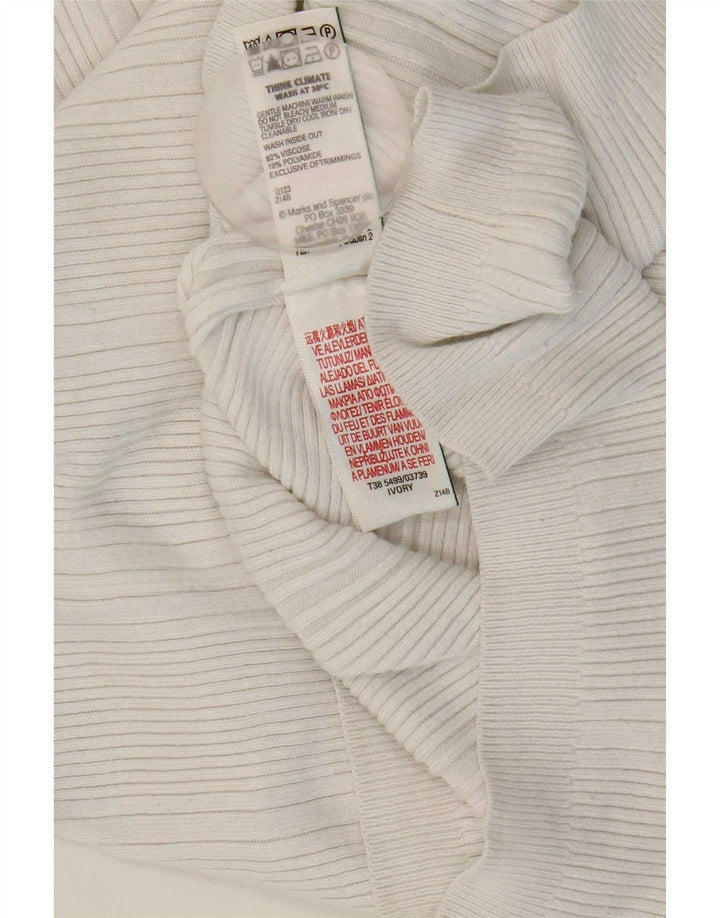 Suéter feminino Marks & Spencer com gola redonda e viscose branca média Reino Unido 12