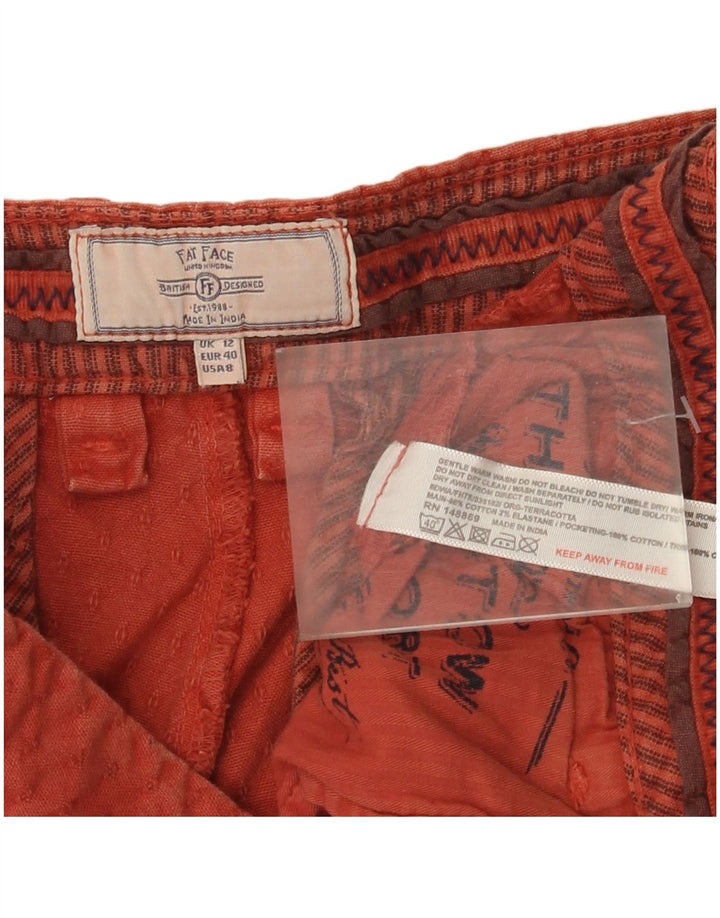 Shorts Chino feminino Fat Face UK 12 médio W32 algodão vermelho