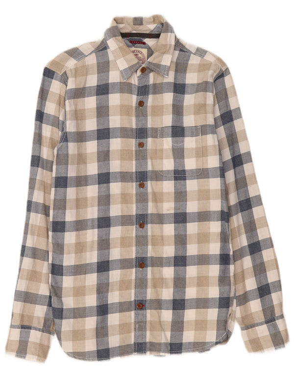Camisa masculina de flanela Fat Face XS algodão xadrez bege