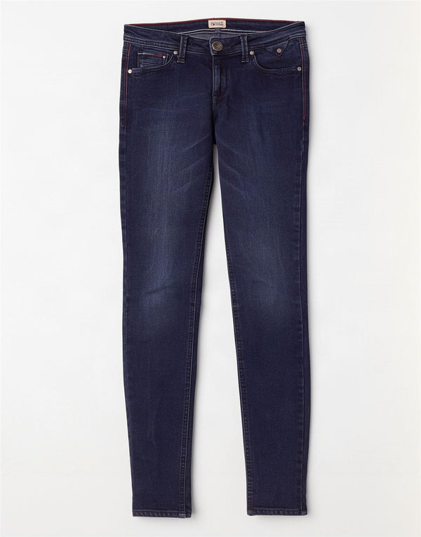 Jeans skinny feminino Tommy Hilfiger cintura baixa W28 L34 azul marinho