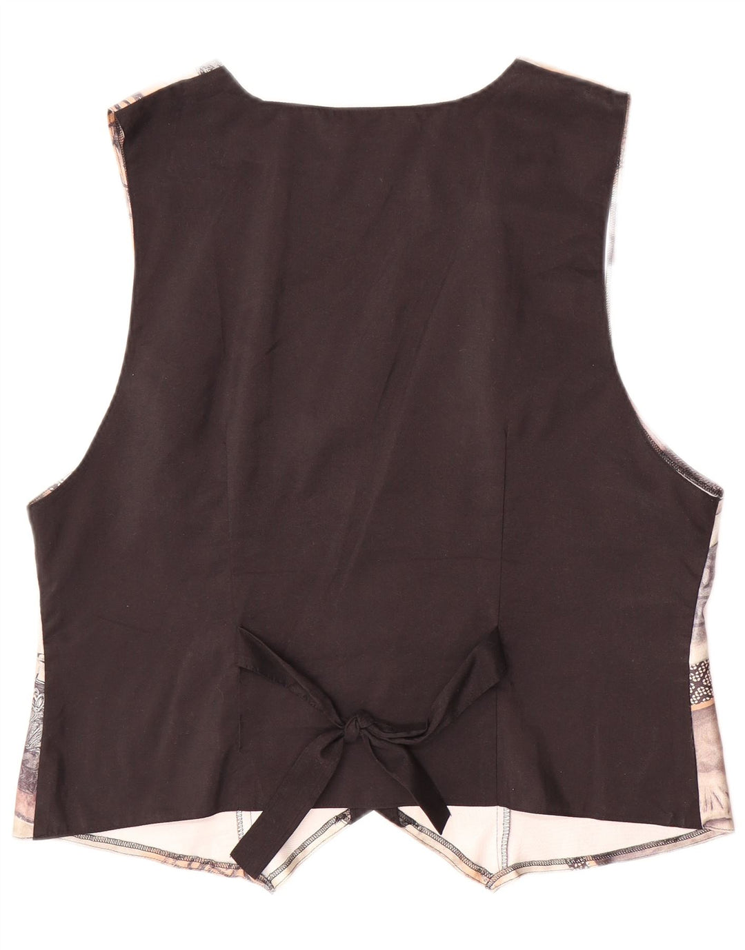 Colete feminino VINTAGE com padrão abstrato UE 44 grande poliéster marrom