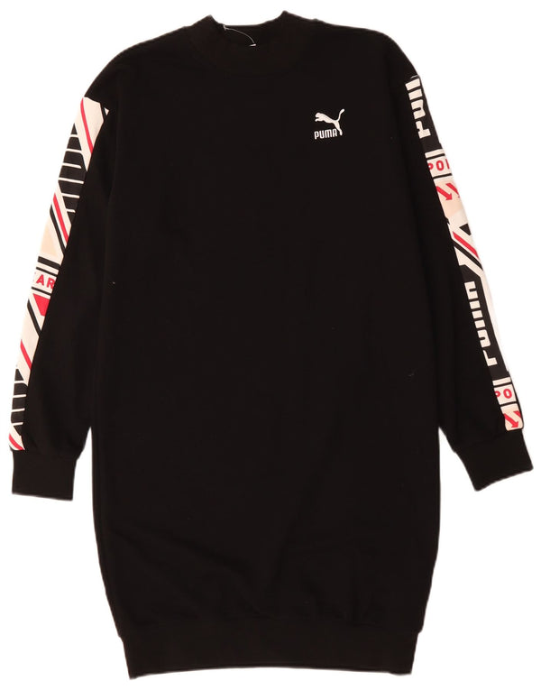 Vestido feminino Puma Oversized Graphic Jumper UK 6 XS preto colorblock algodão