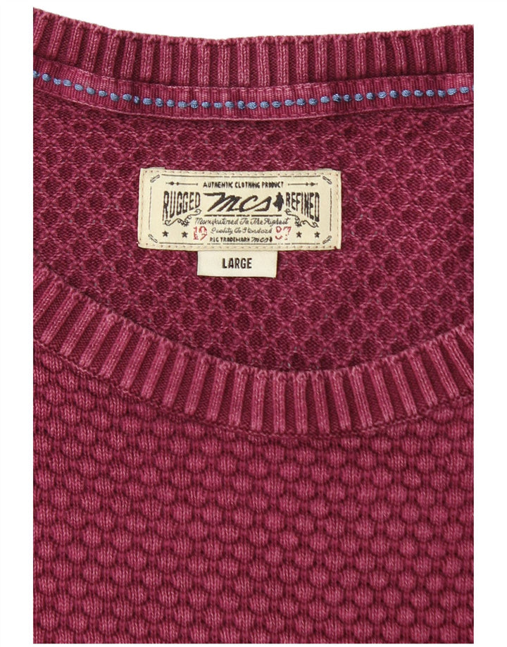 Suéter masculino Marlboro Classics com gola redonda grande Borgonha