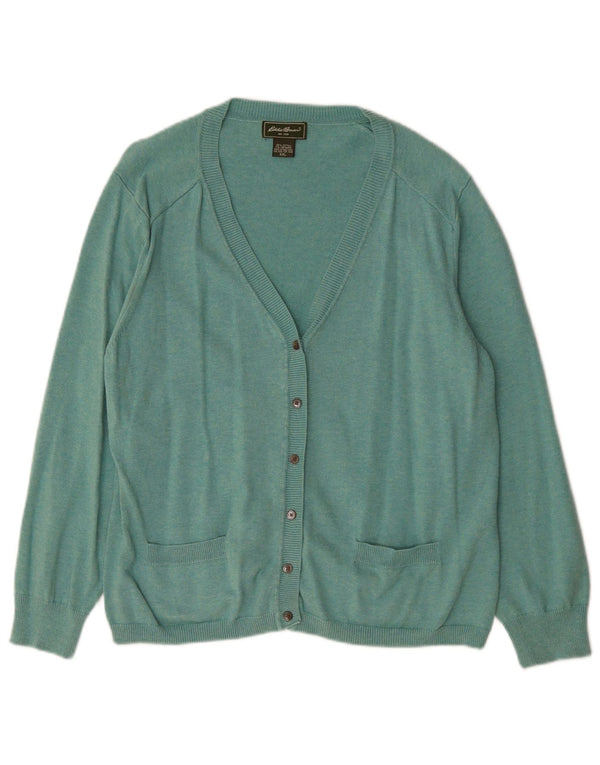 Suéter cardigã feminino EDDIE BAUER UK 20 2XL algodão verde