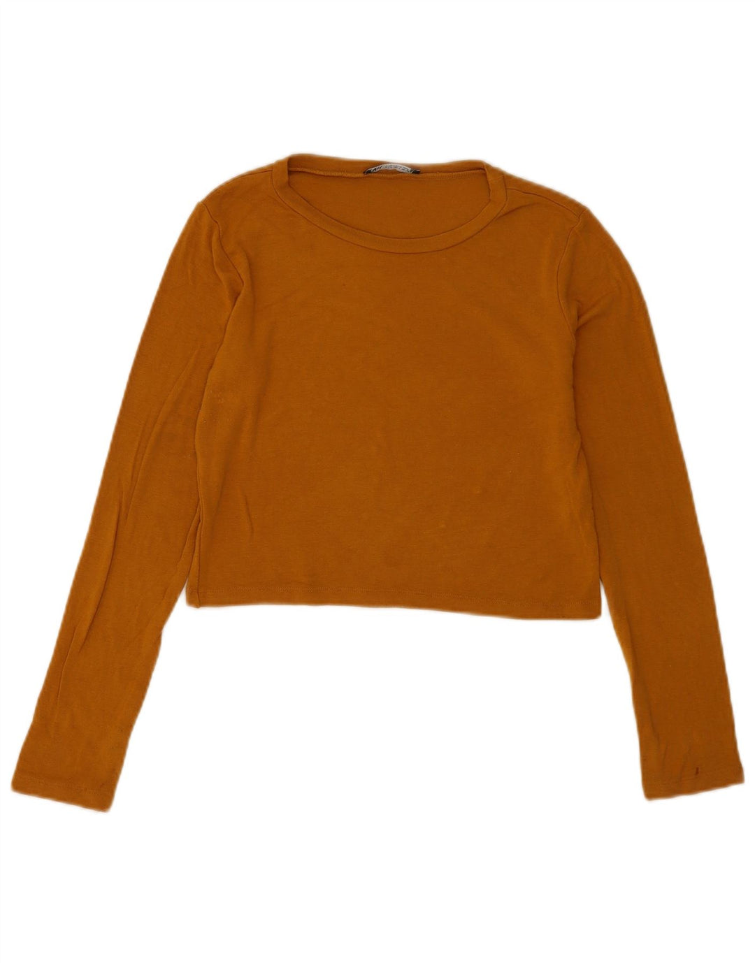 Zara Top curto feminino manga comprida Reino Unido 12 viscose marrom médio