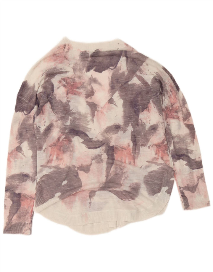 Suéter cardigã feminino Marks & Spencer com padrão abstrato Reino Unido 14 rosa médio